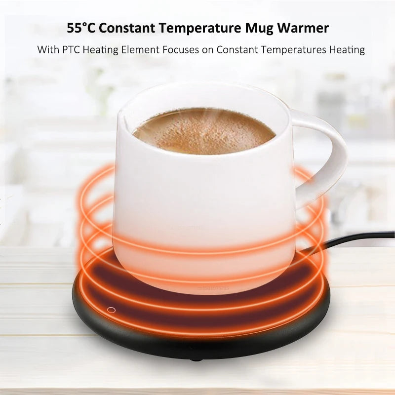 Mug Warmer Electric Cup Heater USB Coffee Milk Tea Water Heating Pad Smart Thermostatic Coasters for Home Office Desk Cup Warmer