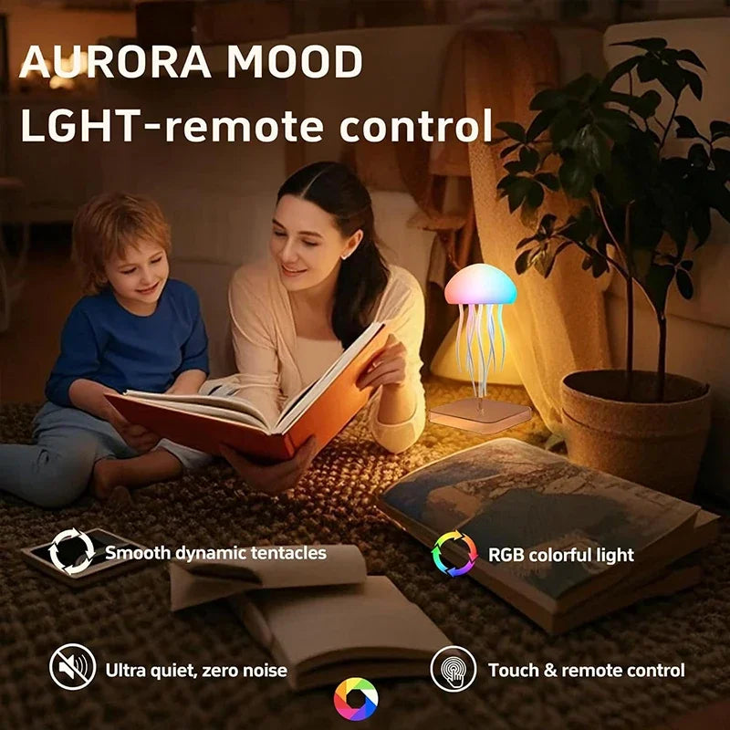 Jellyfish Lamp with Colour Gradient Wireless Portable Ambient Lighting with Dancing Legs & Touch Sensor, Rechargeable Desk Lamps