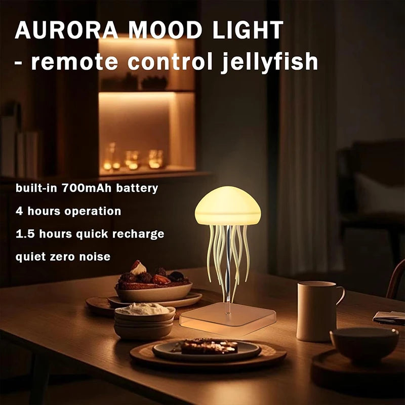 Jellyfish Lamp with Colour Gradient Wireless Portable Ambient Lighting with Dancing Legs & Touch Sensor, Rechargeable Desk Lamps