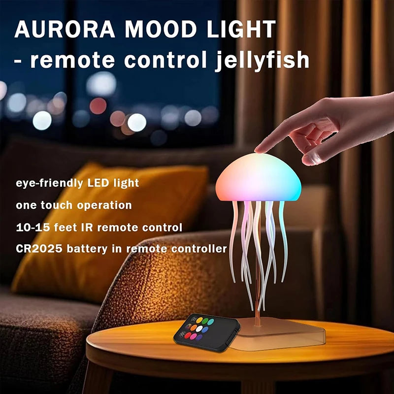 Jellyfish Lamp with Colour Gradient Wireless Portable Ambient Lighting with Dancing Legs & Touch Sensor, Rechargeable Desk Lamps