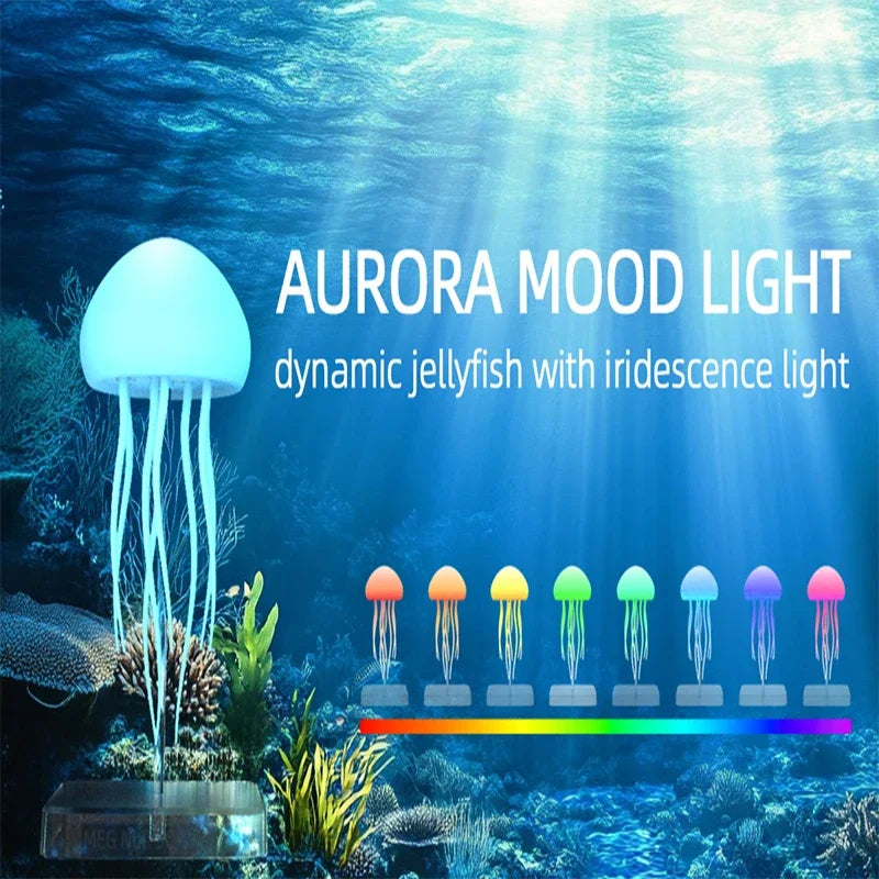 Jellyfish Lamp with Colour Gradient Wireless Portable Ambient Lighting with Dancing Legs & Touch Sensor, Rechargeable Desk Lamps