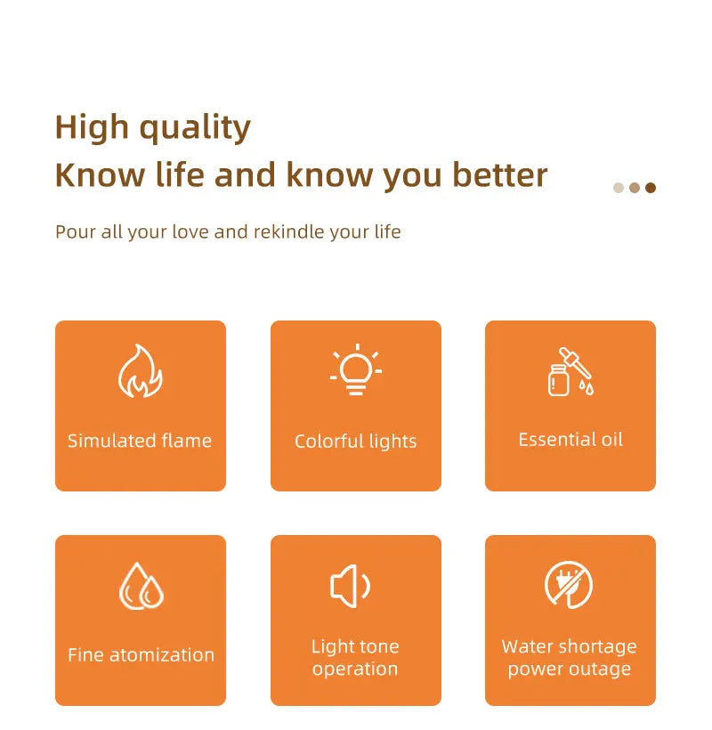 Flame Essential Oil Diffuser, Colorful Flame Diffuser Humidifier, 7 Colour Lights Noiseless Essential Oil Diffuser with Auto Off