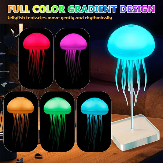 Jellyfish Lamp with Colour Gradient Wireless Portable Ambient Lighting with Dancing Legs & Touch Sensor, Rechargeable Desk Lamps