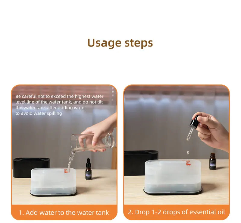 Flame Essential Oil Diffuser, Colorful Flame Diffuser Humidifier, 7 Colour Lights Noiseless Essential Oil Diffuser with Auto Off
