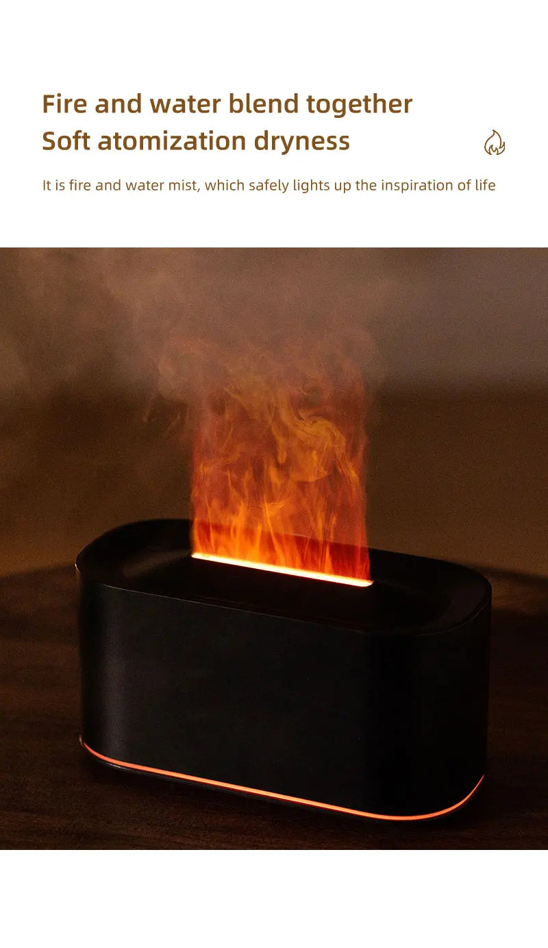 Flame Essential Oil Diffuser, Colorful Flame Diffuser Humidifier, 7 Colour Lights Noiseless Essential Oil Diffuser with Auto Off