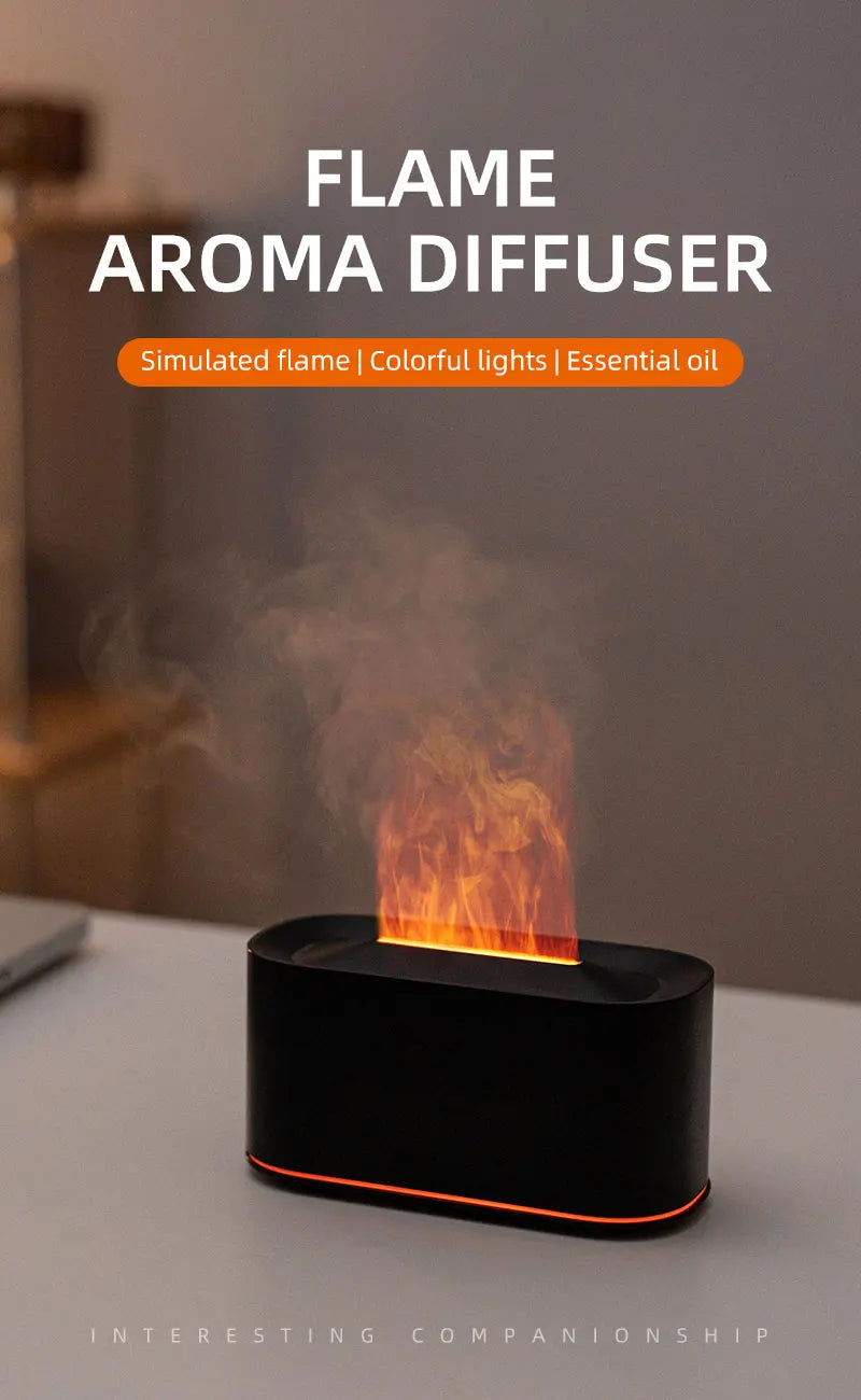 Flame Essential Oil Diffuser, Colorful Flame Diffuser Humidifier, 7 Colour Lights Noiseless Essential Oil Diffuser with Auto Off