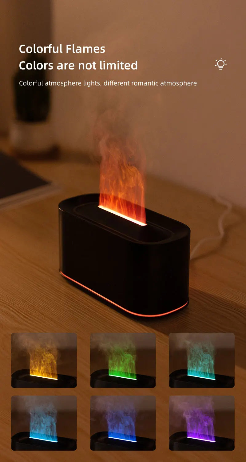Flame Essential Oil Diffuser, Colorful Flame Diffuser Humidifier, 7 Colour Lights Noiseless Essential Oil Diffuser with Auto Off