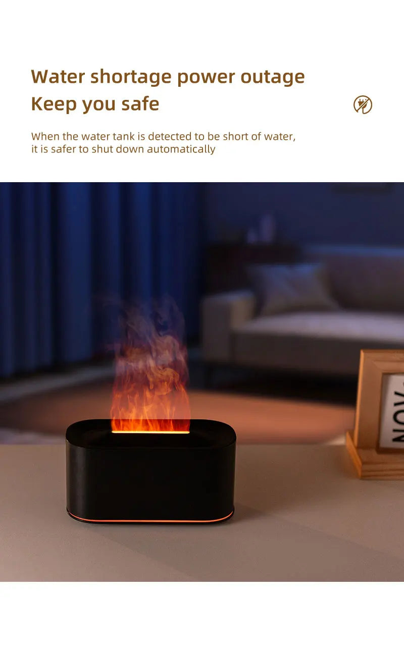 Flame Essential Oil Diffuser, Colorful Flame Diffuser Humidifier, 7 Colour Lights Noiseless Essential Oil Diffuser with Auto Off