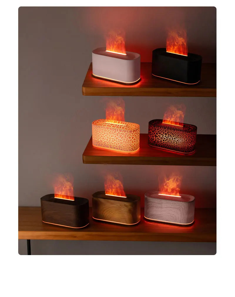 Flame Essential Oil Diffuser, Colorful Flame Diffuser Humidifier, 7 Colour Lights Noiseless Essential Oil Diffuser with Auto Off