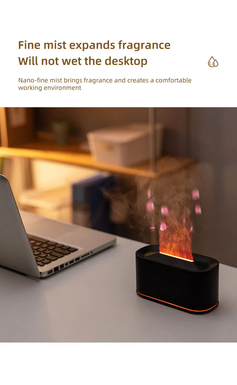 Flame Essential Oil Diffuser, Colorful Flame Diffuser Humidifier, 7 Colour Lights Noiseless Essential Oil Diffuser with Auto Off
