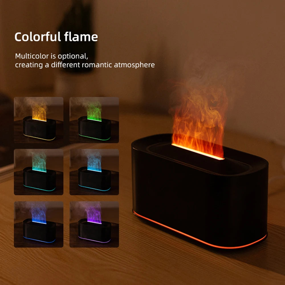 Flame Essential Oil Diffuser, Colorful Flame Diffuser Humidifier, 7 Colour Lights Noiseless Essential Oil Diffuser with Auto Off