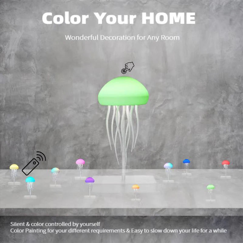 Jellyfish Lamp with Colour Gradient Wireless Portable Ambient Lighting with Dancing Legs & Touch Sensor, Rechargeable Desk Lamps