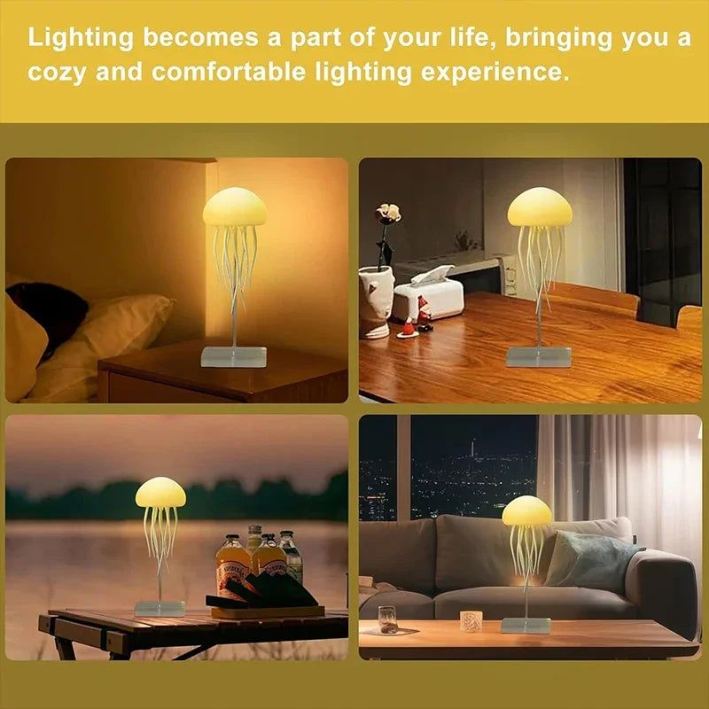 Jellyfish Lamp with Colour Gradient Wireless Portable Ambient Lighting with Dancing Legs & Touch Sensor, Rechargeable Desk Lamps