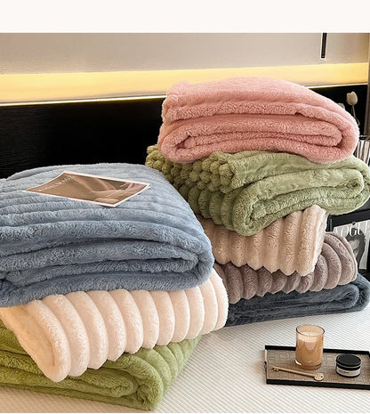 Solid Color Thickened Wide Striped Multifunctional Blanket Can Be Used As Bed Sheet Cover Blanket， Nap Blanket， Pet Blanket