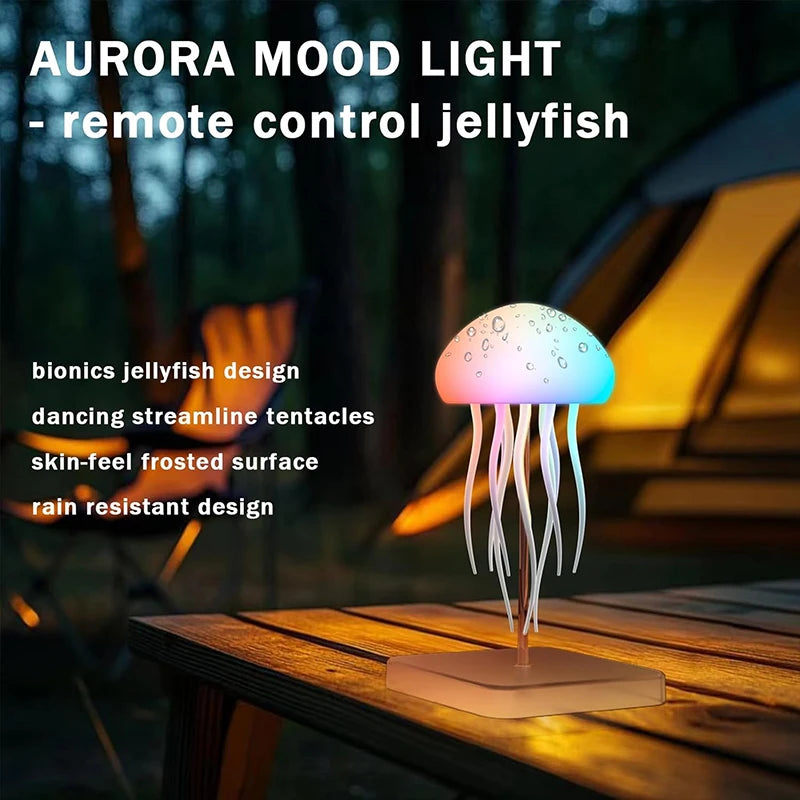 Jellyfish Lamp with Colour Gradient Wireless Portable Ambient Lighting with Dancing Legs & Touch Sensor, Rechargeable Desk Lamps