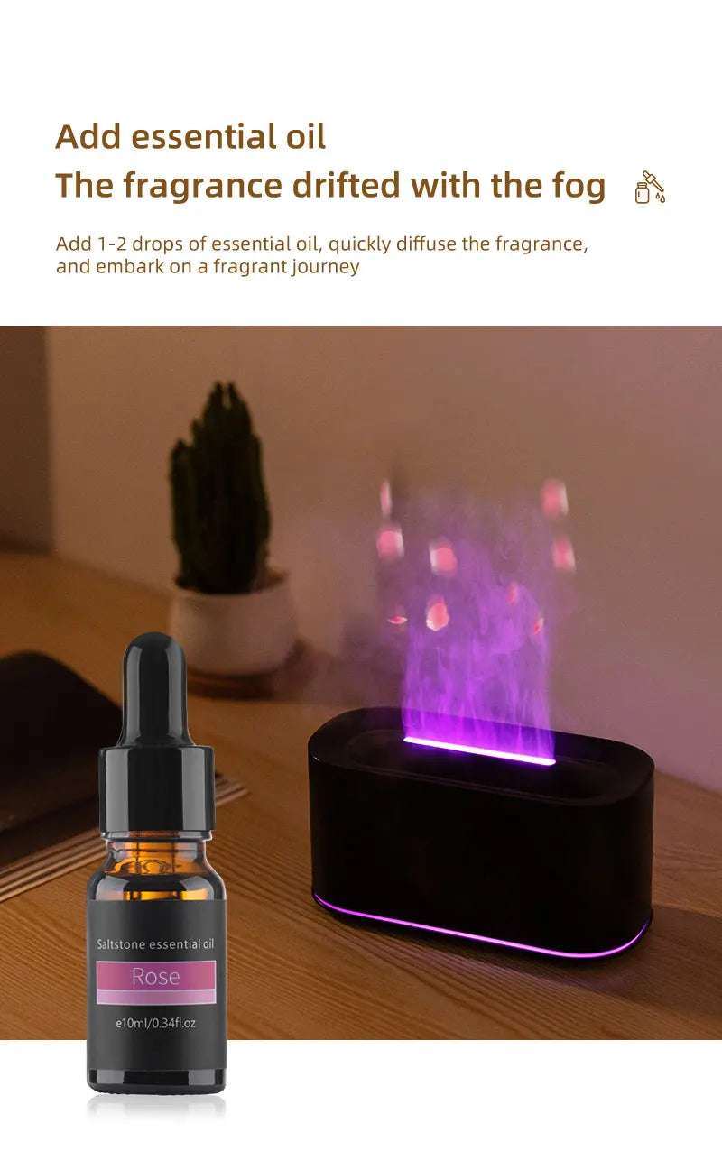 Flame Essential Oil Diffuser, Colorful Flame Diffuser Humidifier, 7 Colour Lights Noiseless Essential Oil Diffuser with Auto Off