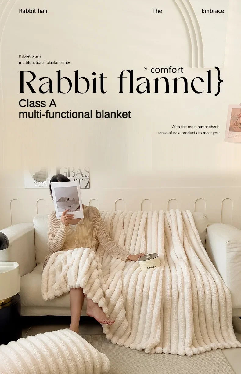 Solid Color Thickened Wide Striped Multifunctional Blanket Can Be Used As Bed Sheet Cover Blanket， Nap Blanket， Pet Blanket