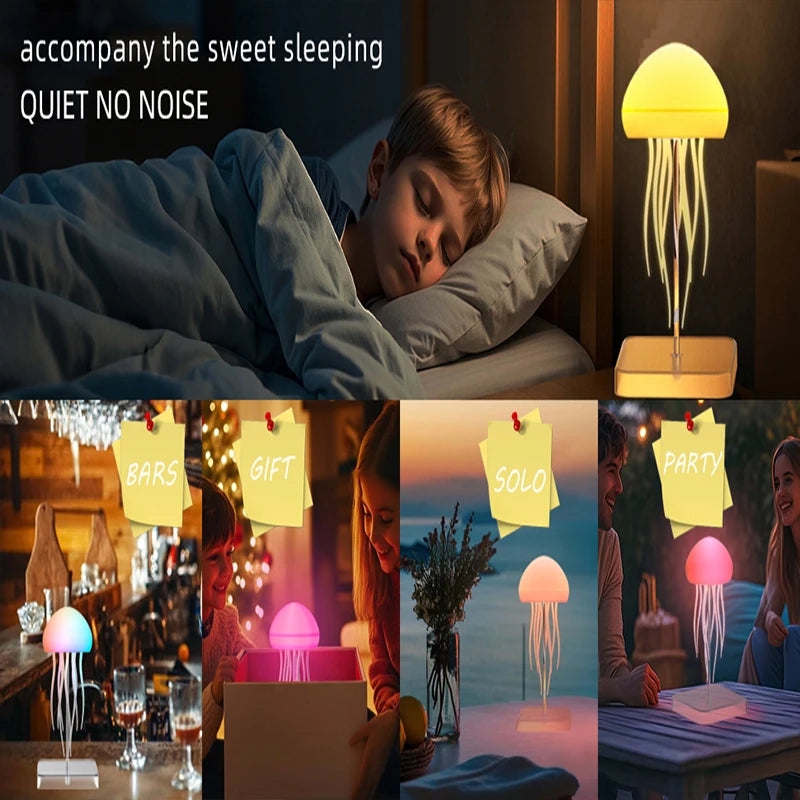 Jellyfish Lamp with Colour Gradient Wireless Portable Ambient Lighting with Dancing Legs & Touch Sensor, Rechargeable Desk Lamps