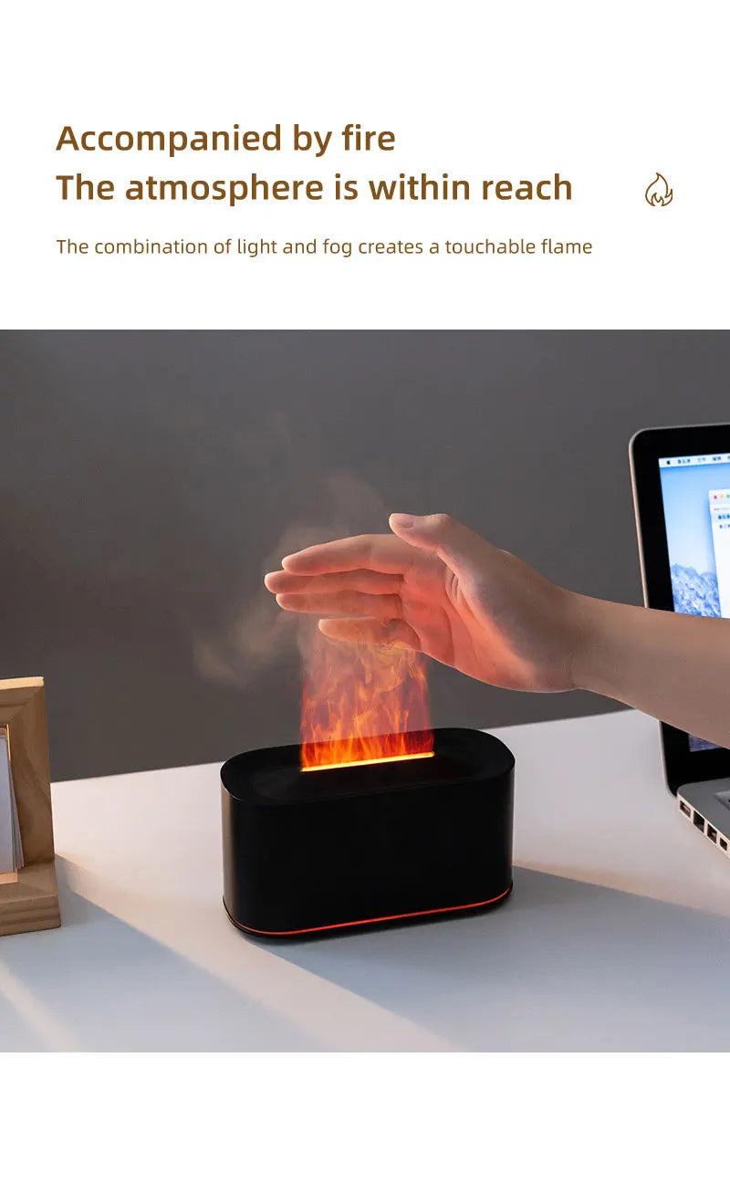 Flame Essential Oil Diffuser, Colorful Flame Diffuser Humidifier, 7 Colour Lights Noiseless Essential Oil Diffuser with Auto Off